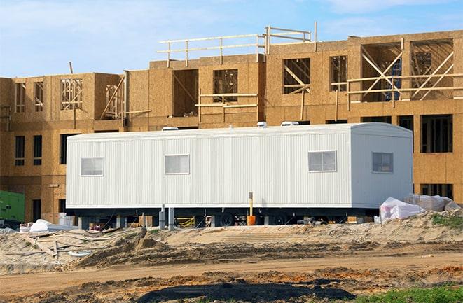 office trailers and equipment rental at a construction site in McQueeney TX